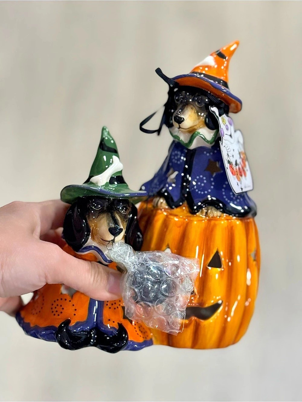 Blue sky Halloween Witch Dog Figurines Decor